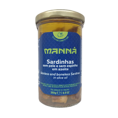 Skinless and boneless Sardines in Olive Oil Manná (Jar)